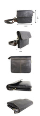 Black Leather Mens Cool Small Courier Bags Messenger Bags Amber Brown Postman Bag For Men - imessengerbags
