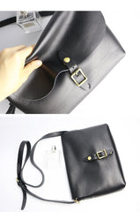Black Leather Mens Casual Small Postman Bag Courier Bags Coffee Messenger Bag For Men - imessengerbags