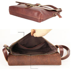 Black Leather Mens Casual Small Postman Bag Courier Bags Coffee Messenger Bag For Men - imessengerbags