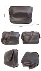 Black Leather Mens Casual 10'' Courier Bags Messenger Bags Dark Coffee Gray Postman Bag For Men - imessengerbags
