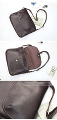 Black Leather Mens Casual 10'' Courier Bags Messenger Bags Dark Coffee Gray Postman Bag For Men - imessengerbags