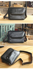 Black Leather Mens Casual 10'' Courier Bags Messenger Bags Dark Coffee Gray Postman Bag For Men - imessengerbags