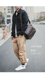 Black Leather Mens Casual 10'' Courier Bags Messenger Bags Dark Coffee Gray Postman Bag For Men - imessengerbags