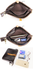 Black Leather Mens Casual Small Courier Bags Messenger Bags Belt Bag Postman Bag For Men - imessengerbags