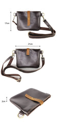 Black Leather Mens Casual Small Courier Bags Messenger Bags Belt Bag Postman Bag For Men - imessengerbags