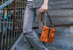 Black Leather Mens Casual Small Courier Bags Messenger Bags Belt Bag Postman Bag For Men - imessengerbags