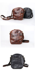 Black Leather Mens Casual Mini Phone Bags Messenger Bags Amber Postman Bag For Men - imessengerbags