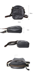 Black Leather Mens Casual Mini Phone Bags Messenger Bags Amber Postman Bag For Men - imessengerbags