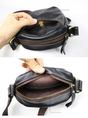 Black Leather Mens Casual Mini Phone Bags Messenger Bags Amber Postman Bag For Men - imessengerbags