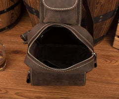 Cool Brown Leather Mens One Shoulder Backpack Sling Bag Brown Crossbody Pack Chest Bag for men - imessengerbags