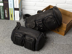 Black Leather Mens Fanny Pack Waist Bag Hip Pack Belt Bag Bumbag for Men