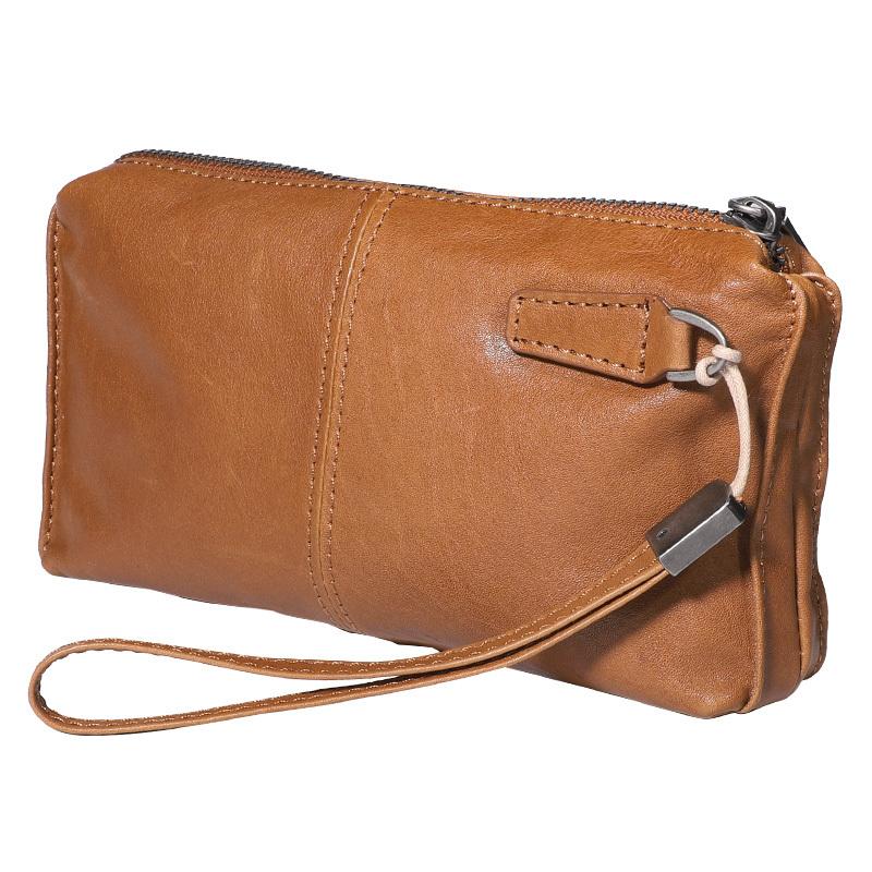 Tan Leather Mens Long Clutch Wallet Leather Wallet Black Wristlet Clutch Wallet for Men - imessengerbags
