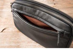 Black Leather Mens Long Zipper Clutch Wallet Wristlet Bag Long Wallet Phone Clutch Wallet for Men - imessengerbags