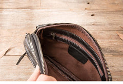 Black Leather Mens Long Zipper Clutch Wallet Wristlet Bag Long Wallet Phone Clutch Wallet for Men - imessengerbags