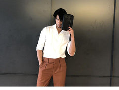 Black Leather Mens Long Zipper Clutch Wallet Wristlet Bag Long Wallet Phone Clutch Wallet for Men - imessengerbags