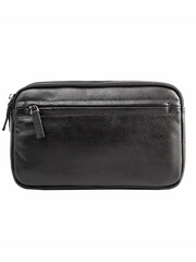 Black Leather Mens Long Zipper Clutch Wallet Wristlet Bag Long Wallet Phone Clutch Wallet for Men - imessengerbags