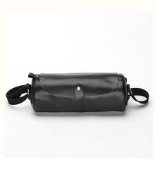 Black Leather Mens Brown Barrel Postman Bag Brown Bucket Messenger Bag Side Bag For Men - imessengerbags