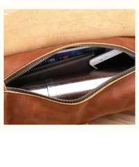 Black Leather Mens Brown Barrel Postman Bag Brown Bucket Messenger Bag Side Bag For Men - imessengerbags