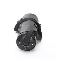 Black Leather Mens Brown Barrel Postman Bag Brown Bucket Messenger Bag Side Bag For Men - imessengerbags