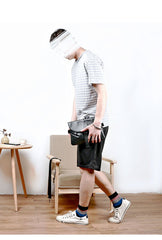 Black Leather Mens Small Courier Bag Chest Bag Messenger Bags Black Sling Bag For Men - imessengerbags