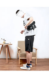 Black Leather Mens Small Courier Bag Chest Bag Messenger Bags Black Sling Bag For Men - imessengerbags