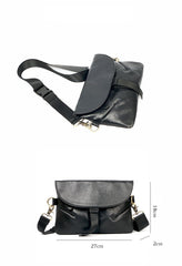 Black Leather Mens Small Courier Bag Chest Bag Messenger Bags Black Sling Bag For Men - imessengerbags