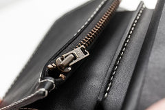 Black Leather Mens billfold Biker Wallet Bifold Small Biker Chain Wallet For Men - imessengerbags