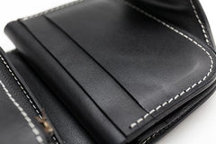 Black Leather Mens billfold Biker Wallet Bifold Small Biker Chain Wallet For Men - imessengerbags
