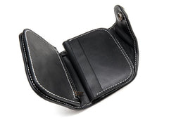 Black Leather Mens billfold Biker Wallet Bifold Small Biker Chain Wallet For Men - imessengerbags