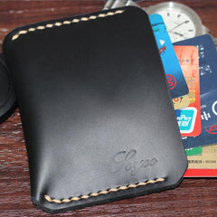 Black Leather Mens Slim Front Pocket Wallet Leather Small Wallets  for Men - imessengerbags