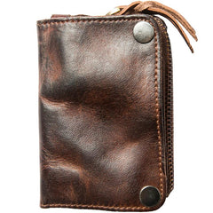 Black Handmade Leather Mens Small Car Key Wallet Dark Brown Key Holder Coin Purse Card Holder For Men - imessengerbags
