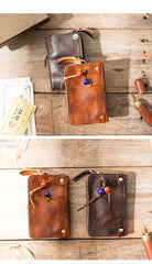 Black Handmade Leather Mens Small Car Key Wallet Dark Brown Key Holder Coin Purse Card Holder For Men - imessengerbags