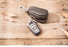 Black Leather Mens Small Car Key Wallets Brown Key Holder Car Key Pouch For Men