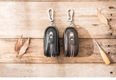 Black Leather Mens Small Car Key Wallets Brown Key Holder Car Key Pouch For Men - imessengerbags