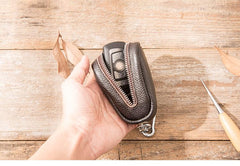 Black Leather Mens Small Car Key Wallets Brown Key Holder Car Key Pouch For Men - imessengerbags