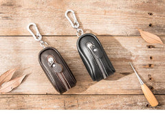Black Leather Mens Small Car Key Wallets Brown Key Holder Car Key Pouch For Men - imessengerbags