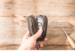 Black Leather Mens Small Car Key Wallets Brown Key Holder Car Key Pouch For Men - imessengerbags