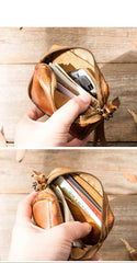 Brown Leather Mens Small Key Case Black Key Holder Coin Purse Card Holder For Men - imessengerbags