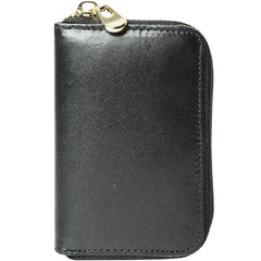 Black Leather Mens Small Card Wallet Red Zipper Card Holder Brown Zipper Coin Wallet For Men