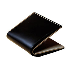 Black Leather Mens Small Wallet Bifold Wallet for Men - imessengerbags