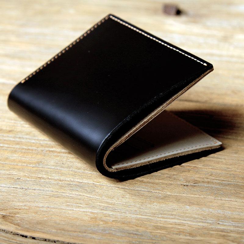 Black Leather Mens Small Wallet Bifold Wallet for Men - imessengerbags