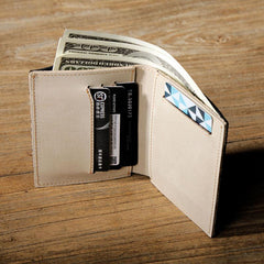 Black Leather Mens Small Wallet Bifold Wallet for Men - imessengerbags
