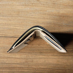 Black Leather Mens Small Wallet Bifold Wallet for Men - imessengerbags