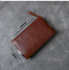 Black Leather Mens Brown Business Long Wallet Clutch Bag Wristlet Wallet For Men - imessengerbags