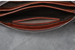 Black Leather Mens Brown Business Long Wallet Clutch Bag Wristlet Wallet For Men - imessengerbags