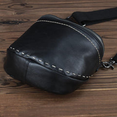 Black MENS LEATHER FANNY PACK Messenger Bag BUMBAG Side Bag WAIST BAGS Belt Pouch For Men