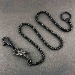Cool STAINLESS STEEL Mens Black Wallet Chain Long Dragon Pants Chain For Men - imessengerbags