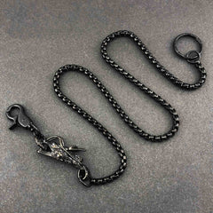 Cool STAINLESS STEEL Mens Black Wallet Chain Long Dragon Pants Chain For Men