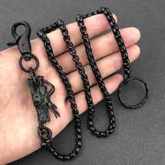 Cool STAINLESS STEEL Mens Black Wallet Chain Long Dragon Pants Chain For Men - imessengerbags