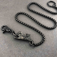 Cool STAINLESS STEEL Mens Black Wallet Chain Long Dragon Pants Chain For Men - imessengerbags